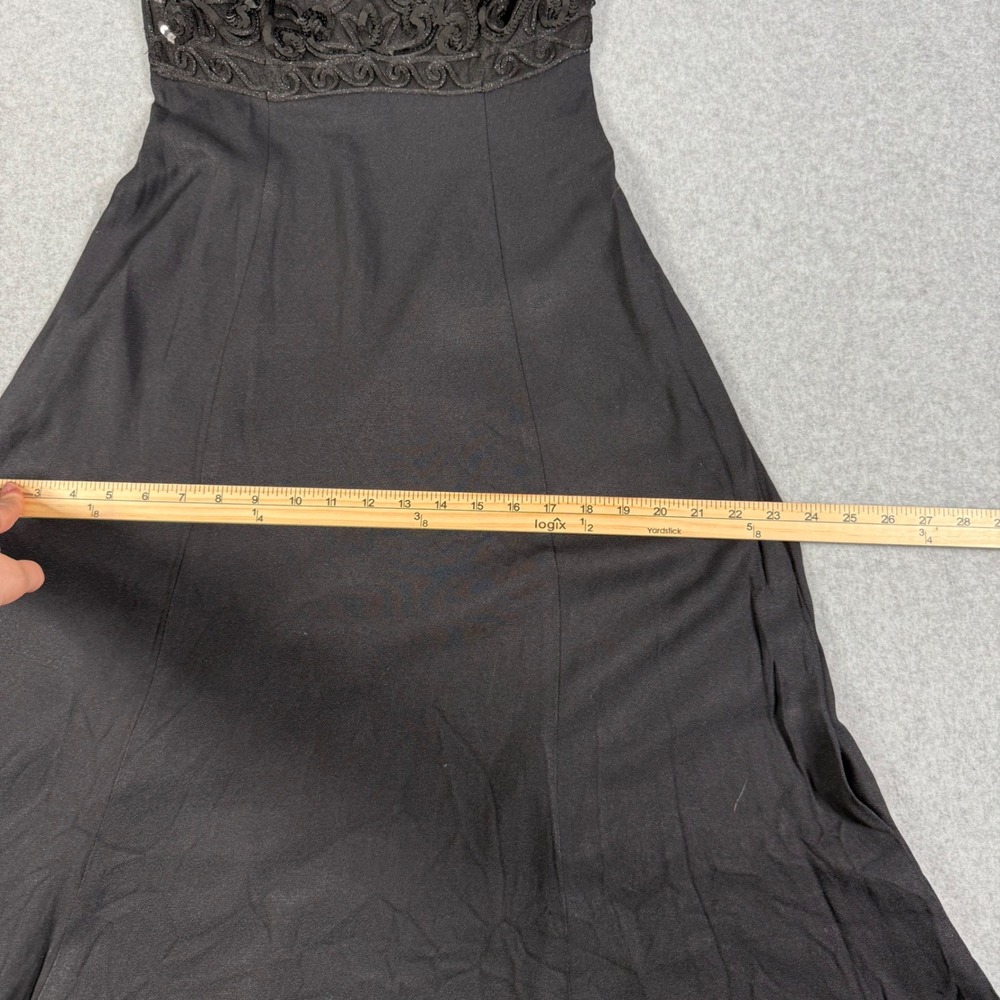 Bari Jay Vintage 90s Black Sequin Lace Maxi Dress Formal Gown Size 5-6 - Picture 9 of 11